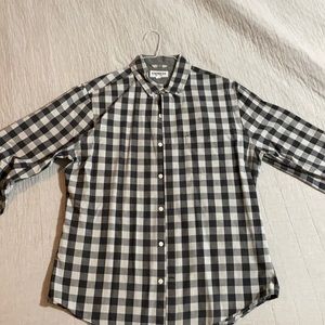 Express Mens Long Sleeve Button-Up Checkered Shirt